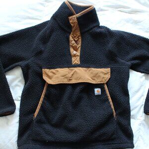 Women's Black Carhartt Fleece Pullover Quarter Snap Size S